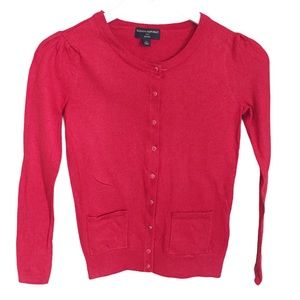 BANANA REPUBLIC Petite Merino Wool Cardigan With Long Sleeves Red Size Small